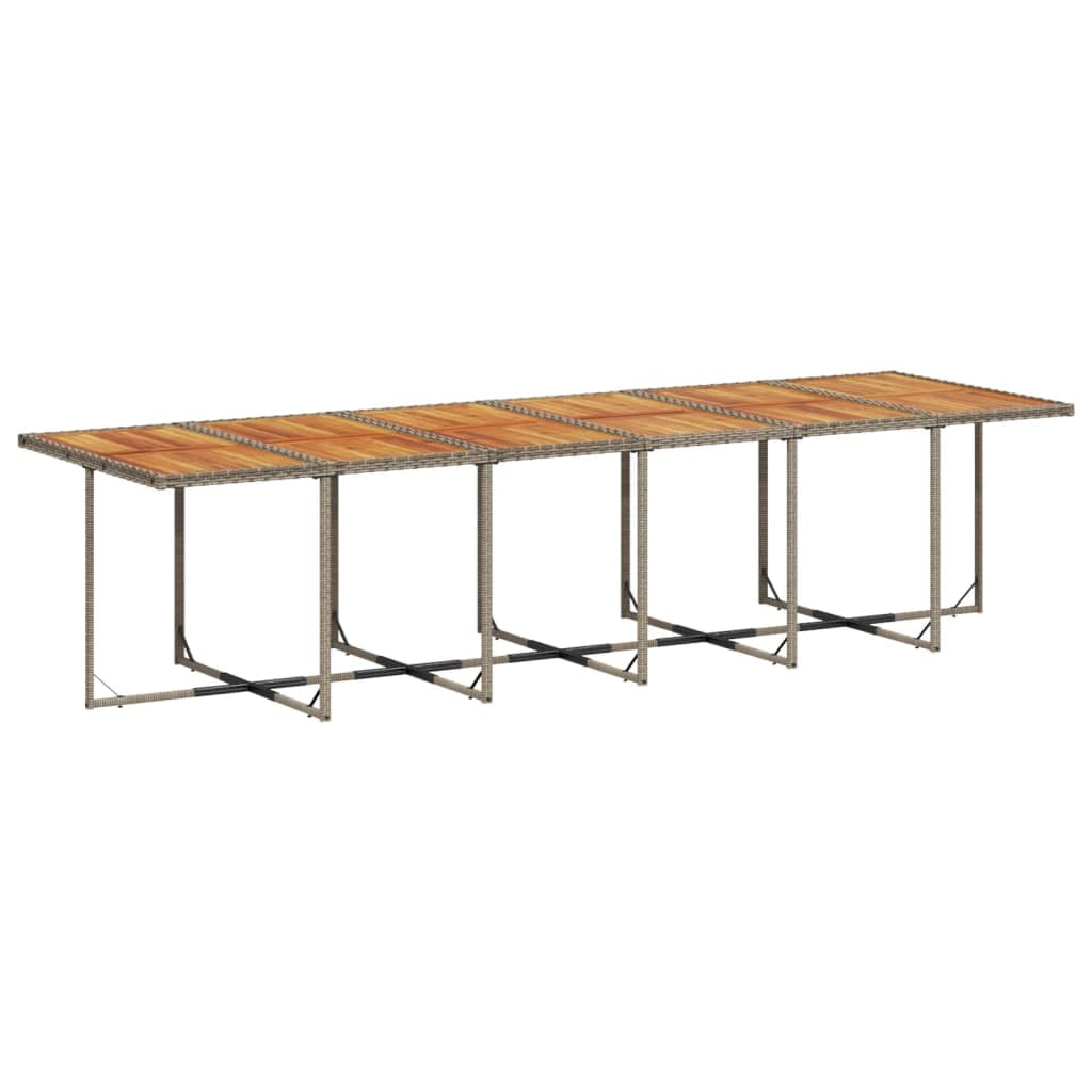 vidaXL Patio Dining Set with Cushions - 13 Piece Gray Poly Rattan, PE Rattan Table & Chairs, Weather-Resistant, Navy Blue Cushions with Removable Polyester Covers, Acacia Wood Top