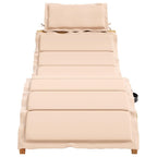 vidaXL Acacia Wood Sun Loungers - Beige Patio/Garden/Outdoor Recliners with Cushions (2 pcs), Foldable & Slatted Design, Weather Resistant