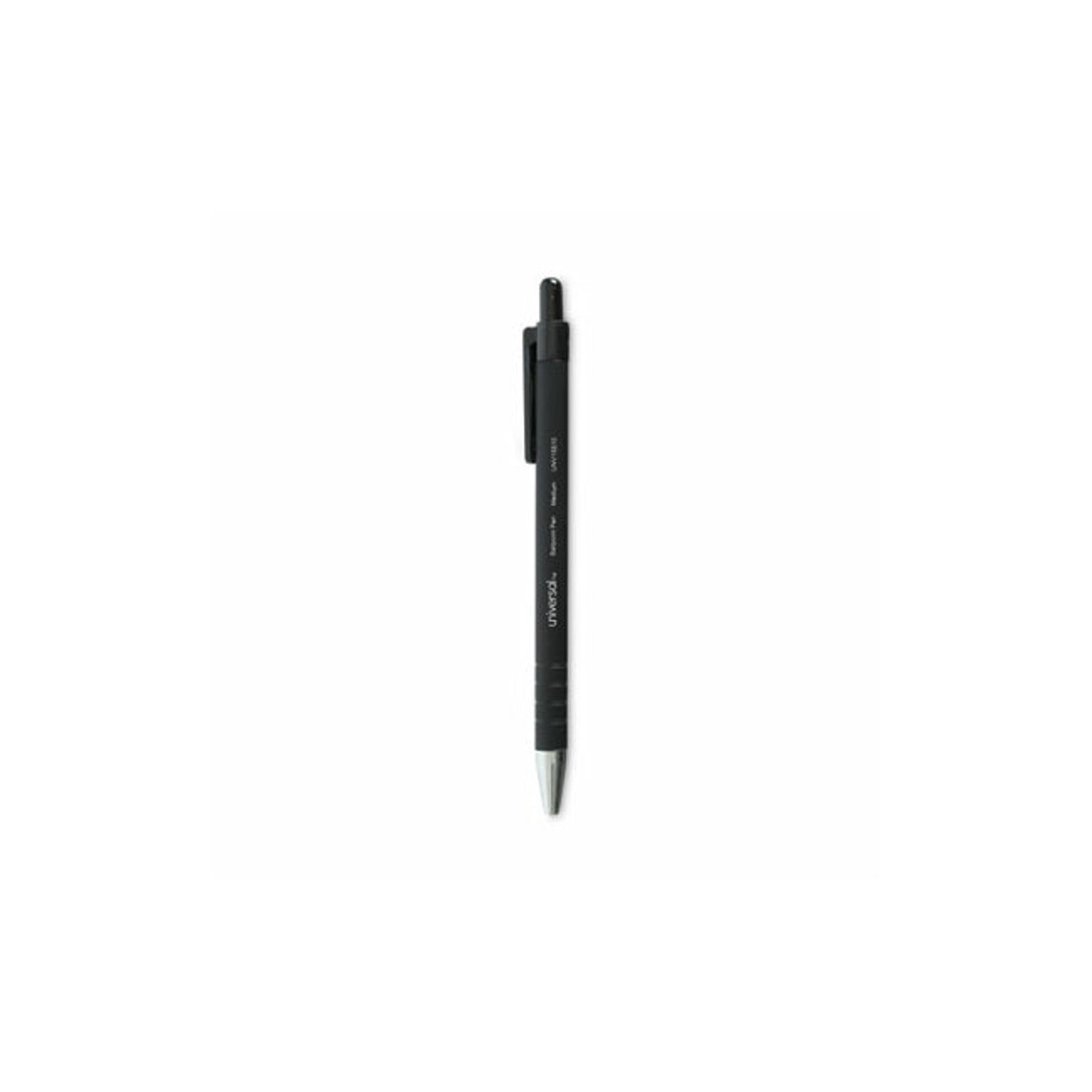 Universal One Comfort Grip Ballpoint Retractable Pen, Black Ink, Medium, Dozen