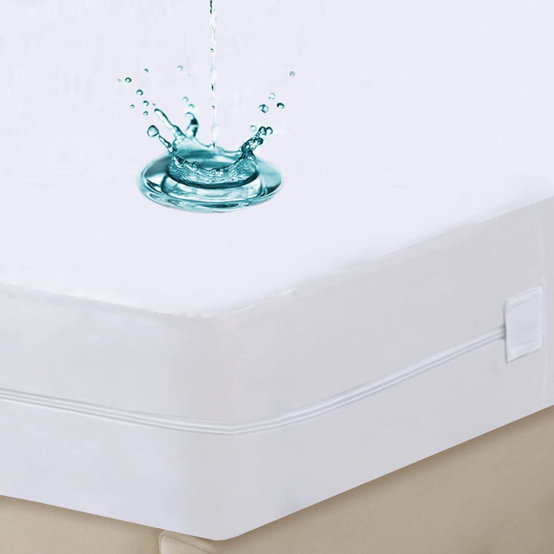 King Waterproof Zippered Mattress Encasement, Breathable, Noiseless, Machine-Washable Zipped Mattress Cover, Fitting 7 ' - 15 '