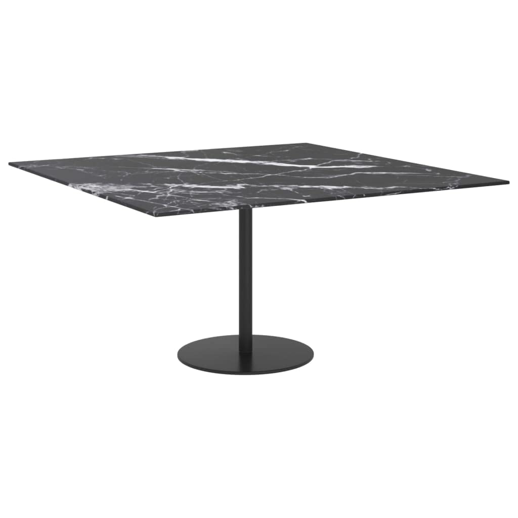 vidaXL Tempered Glass Table Top – 31.5&quot;x31.5&quot;, 0.2&quot; Thick, Marble Design, Black – Ideal for Dining Tables, Coffee Tables, and Garden Tables – Easy to Clean