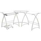 Acme Dazenus Glass Top Computer Desk in Clear Glass and White