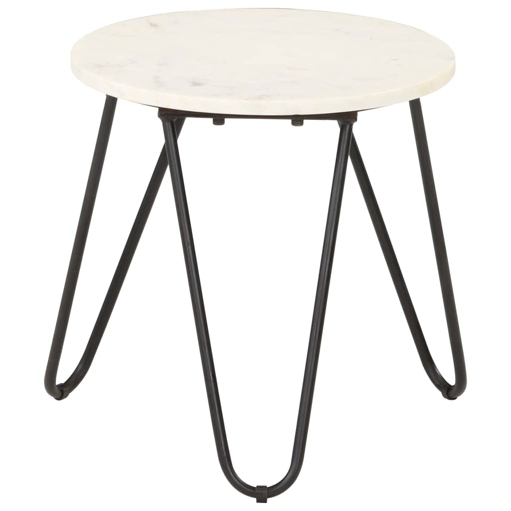 vidaXL Coffee Table White 15.7"x15.7"x15.7" Real Stone with Marble Texture