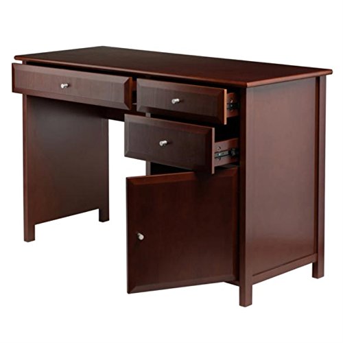 Ergode Delta Office Desk - Sleek, Modern Design with Drawers & Cabinet, Walnut Finish