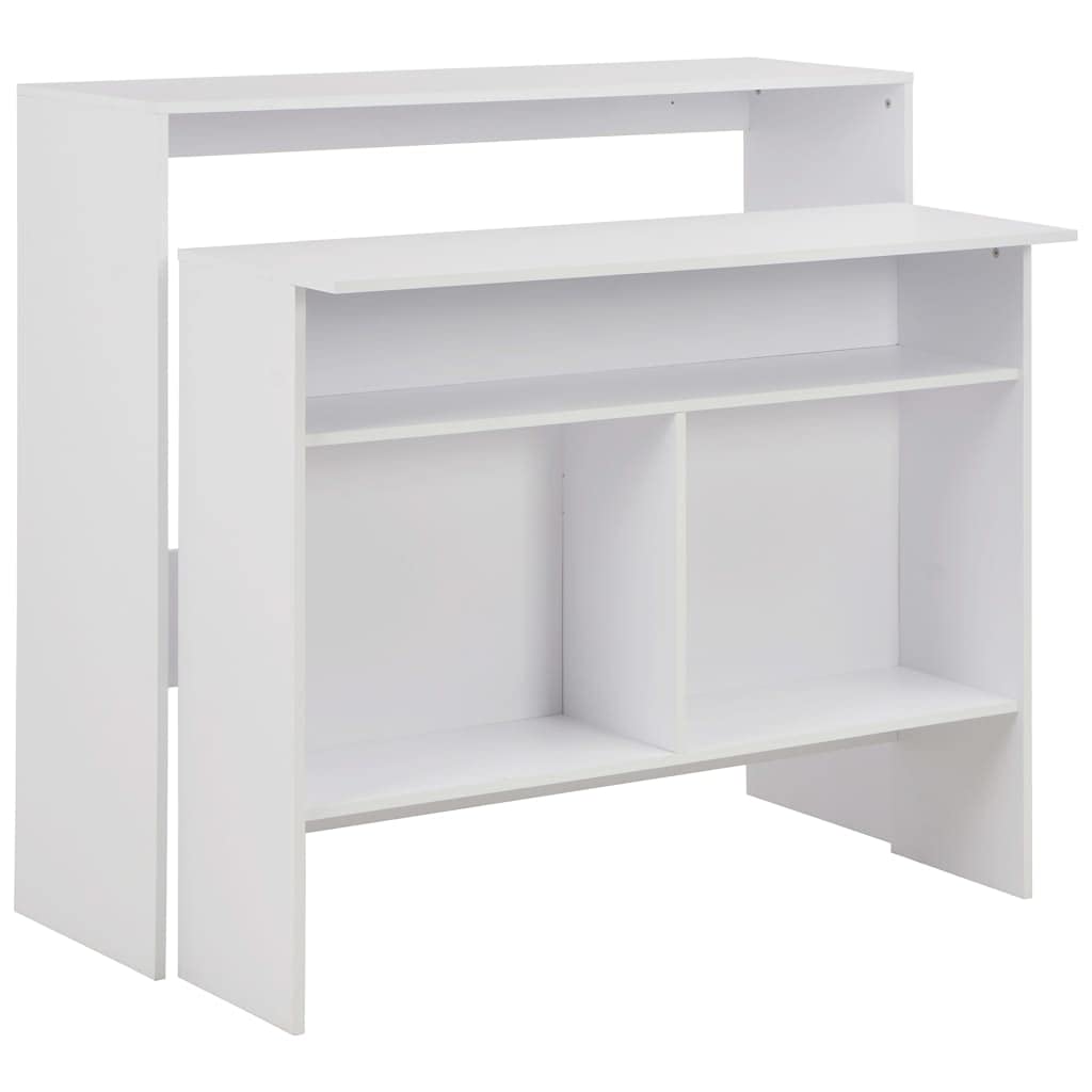 vidaXL Modern Engineered Wood Bar Table - Stylish White Dining Table Bar with 2 Tabletops, Sturdy and Easy-to-Clean, Ideal for P