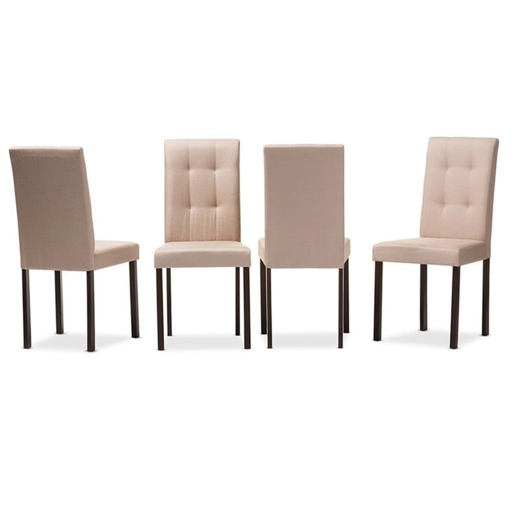 Baxton Studio Andrew Beige Fabric Upholstered Grid-Tufting Dining Chair Set