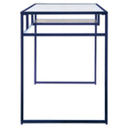 Acme Yasin Glass Rectangle Top 1-Shelf Writing Desk in Blue and Clear