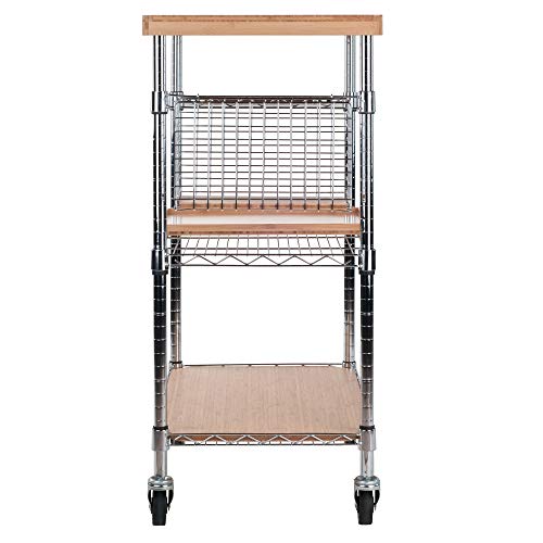 Ergode Julia Kitchen Cart - Sleek & Modern Design, Granite Top, Metal Basket, Removable Tray, Casters, Ample Storage, Black Finish. Dimensions: 22.6' W x 16' D x 34.1' H. (83336-VV)