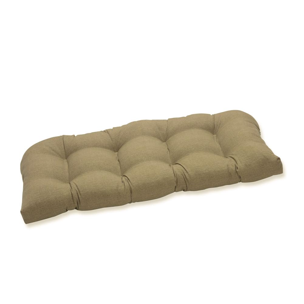 Pillow Perfect Monti Chino Solid Indoor/Outdoor Wicker Patio Sofa/Swing Cushion Tufted, Weather And Fade Resistant, 19' X 44',