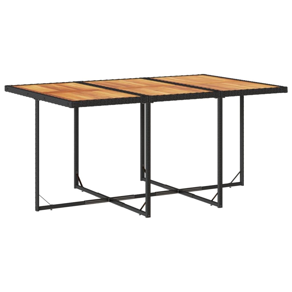 vidaXL Patio Dining Set - 11 Piece Outdoor Garden Furniture - Black Poly Rattan w/Cushions & Acacia Wood Table - Foldable Storage