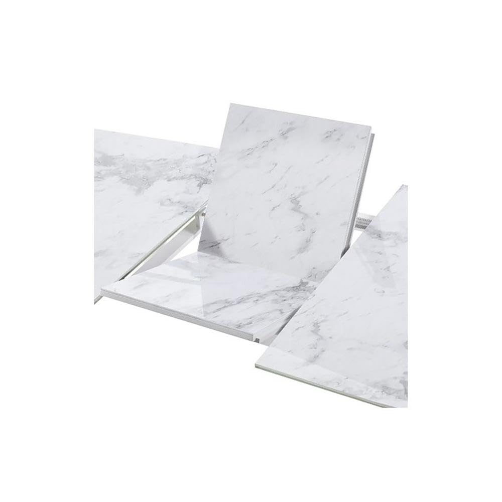 Neos Modern Furniture Gloss Ceramic with Tempered Glass top and White Legs