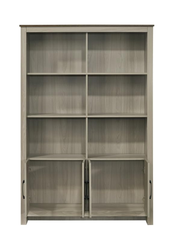 LILOLA LIVING Nyla 47' W Gray Oak Bookcase Shelf with Cabinet Doors