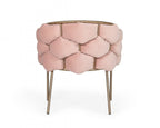 HomeRoots Metal, Fabric Pink Geo Velvet and Brushed Brass Velvet Dining Chair