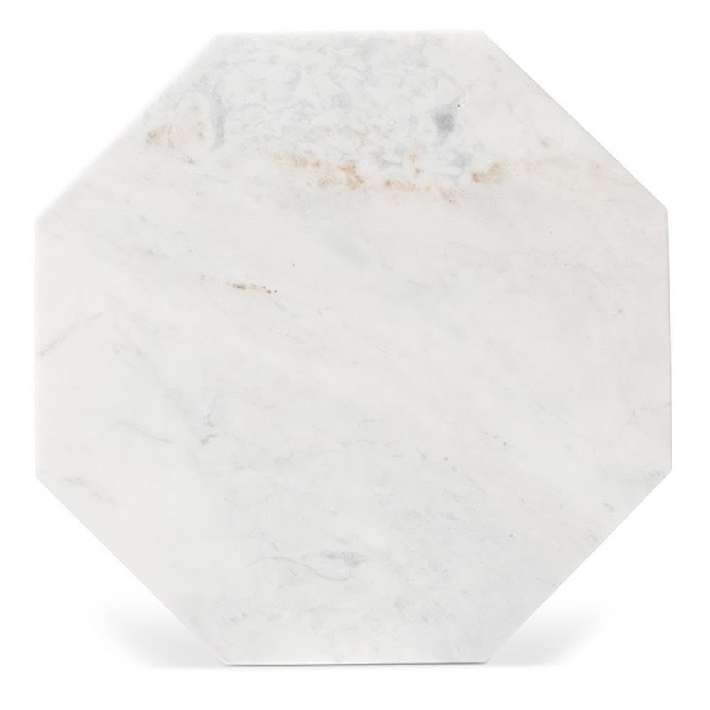 Baxton Studio Venedict Modern and Contemporary Black Metal End Table with Marble Tabletop