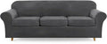 Lamberia High Stretch Sofa Cover for 3 Cushion Couch 4 Pieces Thick &Washable Plush Velvet Sofa Slipcover Couch Cover Furniture 