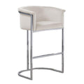 24 Cream Velvet Upholstered Counter Height with Silver Base Single