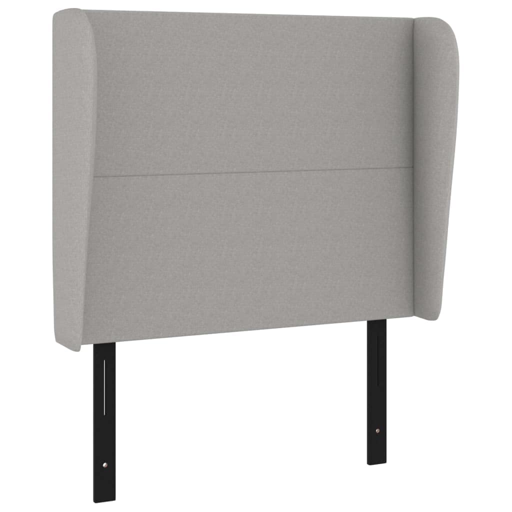 Vidaxl Classic Headboard With Ears - Light Gray Fabric - Solid Larch & Engineered Wood - Foam Filled - Ideal For All Bedroom Themes - Size 40.6"X9.1"X46.5"/50.4"