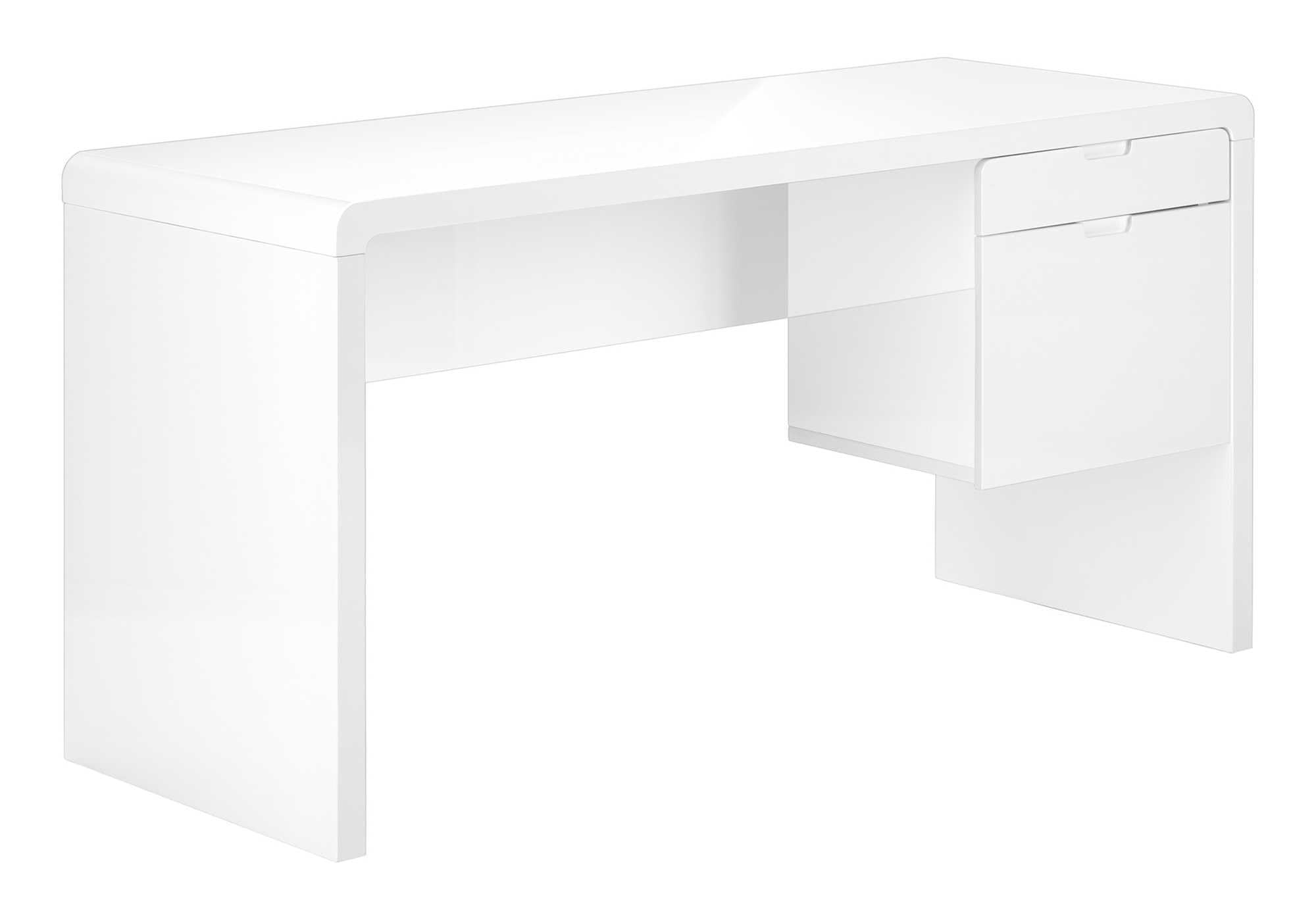 Monarch Specialties I 7581 Computer Desk, Home Office, Laptop, Left, Right Set-up, Storage Drawers, 60&quot; L, Work, Laminate, Glossy White, Contemporary, Modern