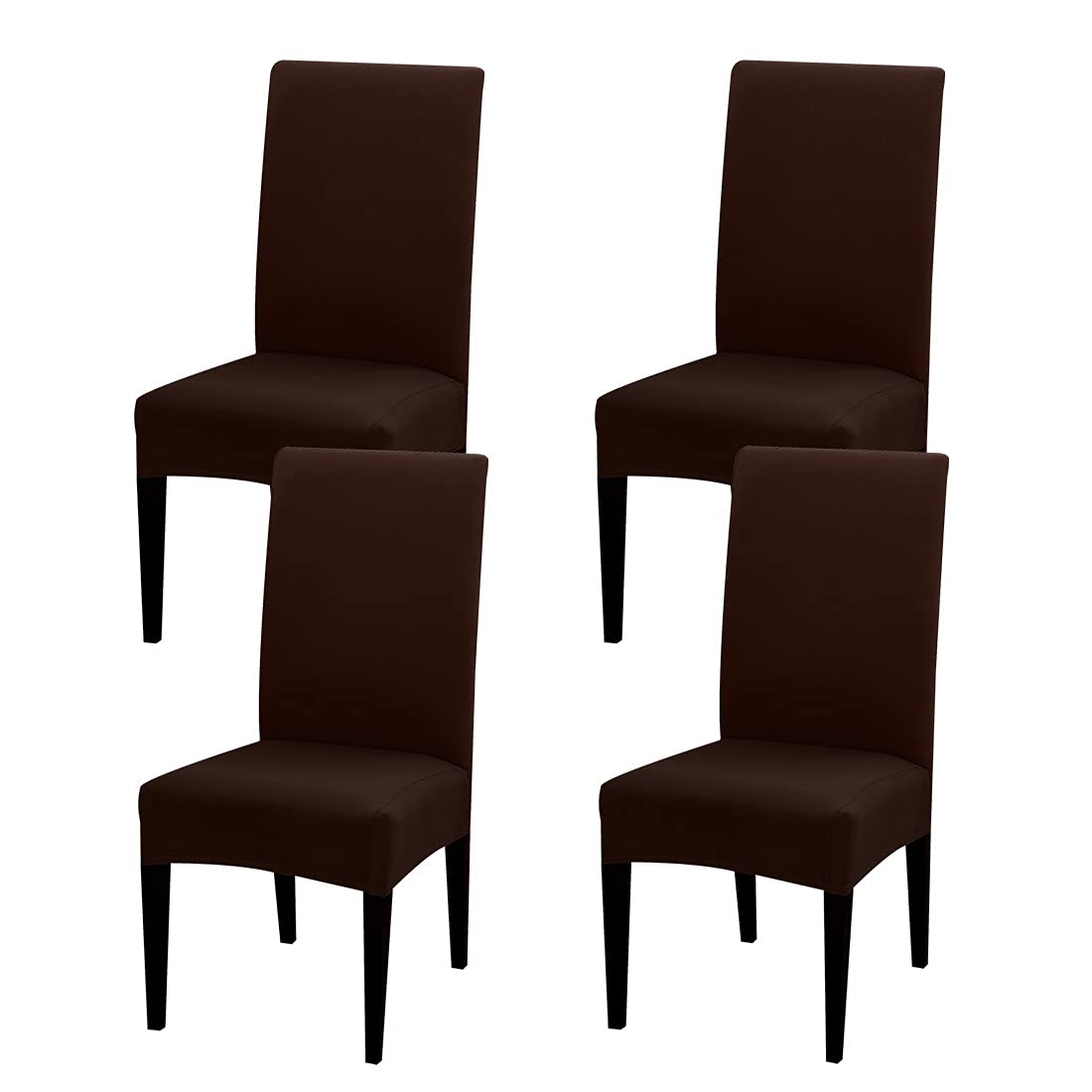 Jqinhome 4 Pcs Dining Chair Slipcover,High Stretch Removable Washable Chair Seat Protector Cover For Home Party Hotel Wedding Ceremony (Pack Of 4, Coffee)