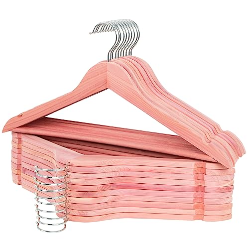 ROSOS Cedar Hangers for Closet 20 Pack, Wooden Hangers with Smooth Notches, Sturdy Cedar Wood Coat Hangers with 360 Rotating Hoo
