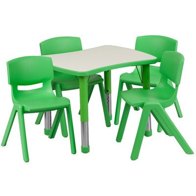 5 Piece Rectangular Activity Table [Set Of 2] Finish: Green