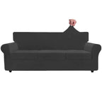 Znsayotx Luxury Velvet Couch Cover 4 Piece Stretch Oversized Sofa Covers For 3 Cushion Couch Thick Soft Large Sofa Slipcover Anti Slip Dogs Pet Furniture Protector (Black),91'-110'(3 Cushions)