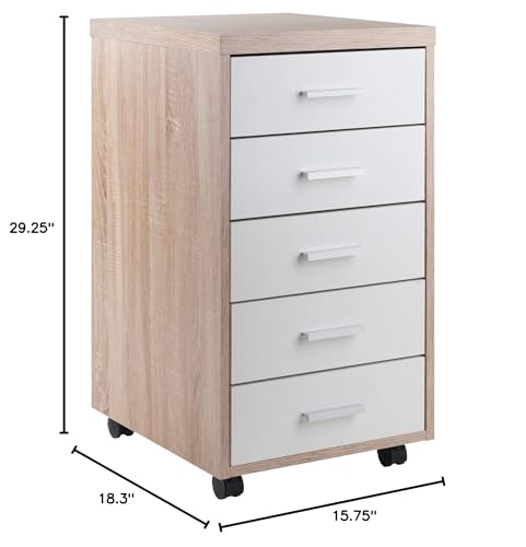 Ergode Kenner Mobile 5-Drawer Storage Mobile Cabinet, Two-Tone
