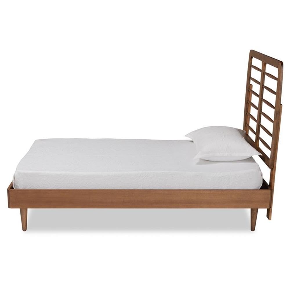 Baxton Studio Rayna Mid-Century Modern Walnut Brown Finished Wood Twin Size Platform Bed
