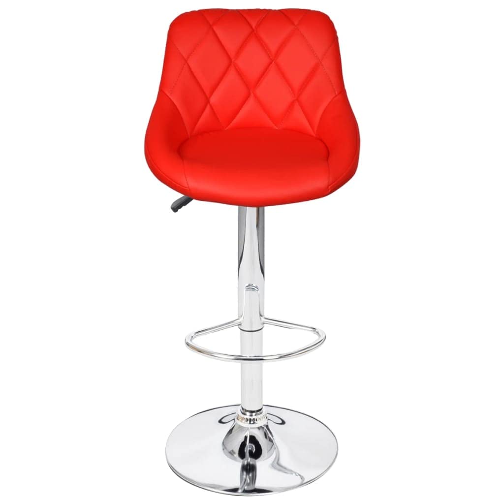 vidaXL 2-Piece Set - Bar Stools in Vibrant Red - Faux Leather Upholstery Featuring Adjustable Height and Comfortable Footrest