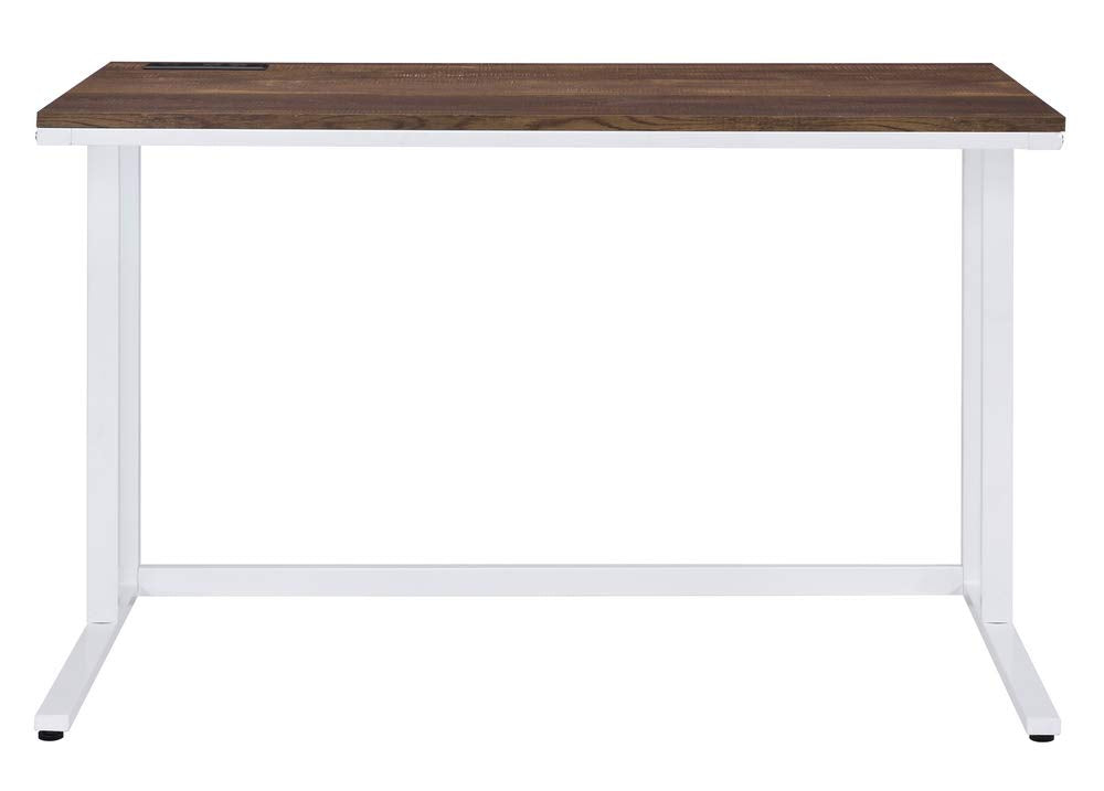 Acme Tyrese Wooden Rectangle Top Writing Desk With Usb Port In Walnut And White