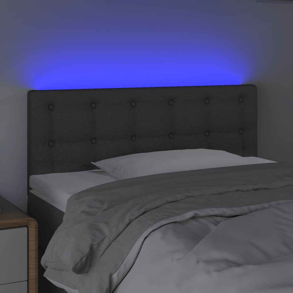 vidaXL LED Headboard, Upholstered Headboard for Bed Home, Bed Headboard with LED Light, Bedroom Furniture, Dark Gray 39.4"x2"x30.7"/34.6" Fabric
