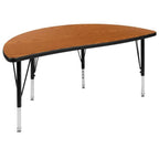 Flash Furniture 2 Piece 47.5" Circle Wave Collaborative Oak Thermal Laminate Activity Table Set - Height Adjustable Short Legs