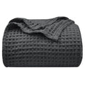 Phf Ultra Soft Waffle Weave Throw Blanket 50'X 60'- Washed Lightweight Breathable Breathable Cozy Woven Blanket - Great For Couch Bed Sofa Home Car - Black