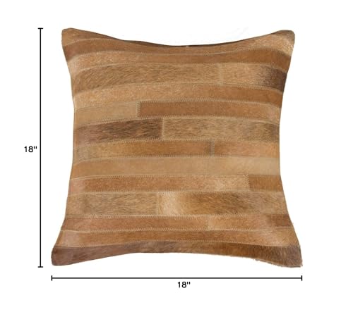 HomeRoots Cowhide, Microsuede, Polyfill 18' x 18' x 5' Brown - Pillow