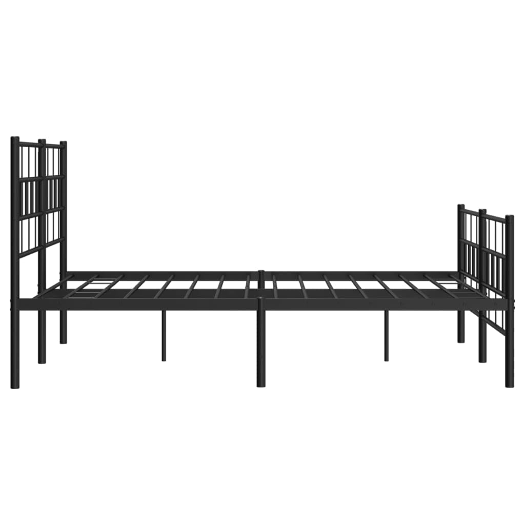 vidaXL 12-Inch Black Metal Queen Bed Frame with Headboard & Footboard, Heavy-Duty Slats Support with Under-Bed Storage for Modern Bedroom, No Box Spring Needed & Easy Assembly, No Mattress