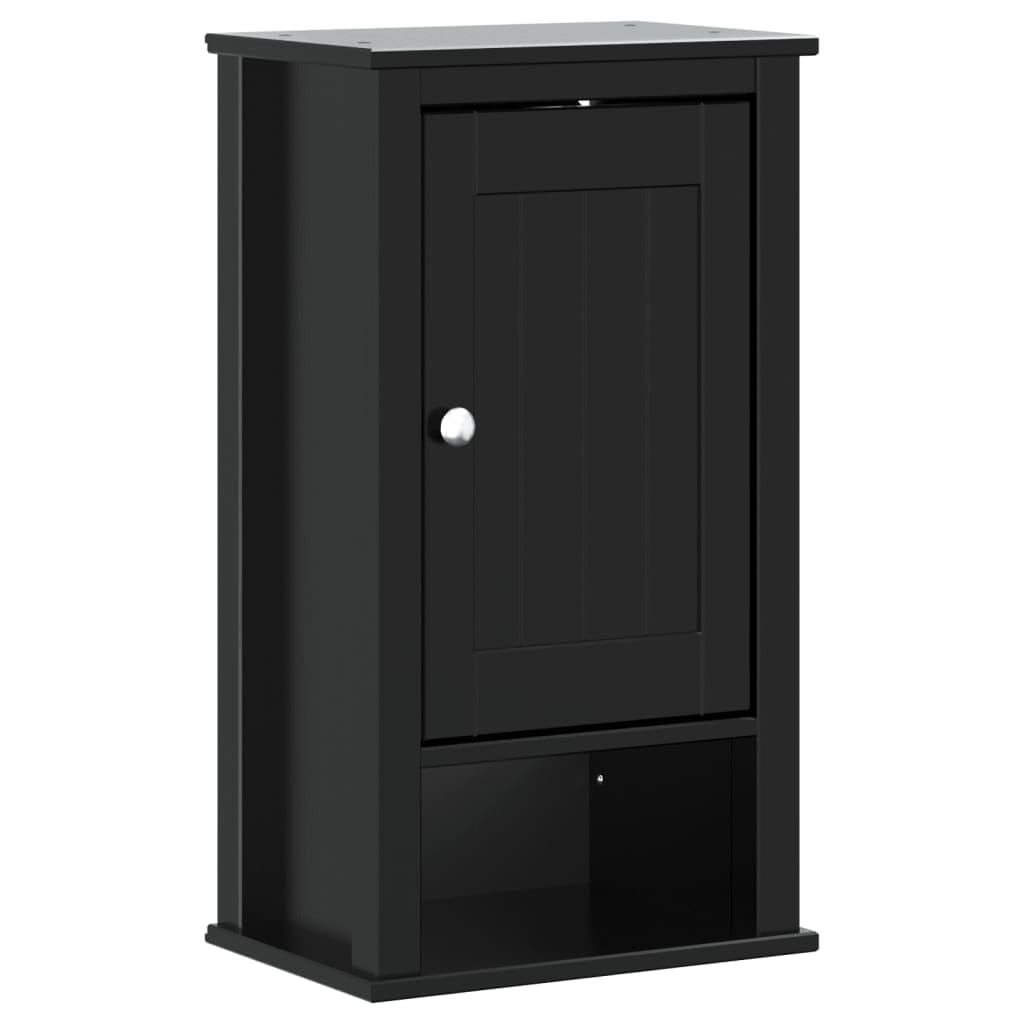 vidaXL Bathroom Wall Cabinet Berg, Bathroom Wall Cupboard Solid Wood Pine, Wall Mounted Bathroom Cabinet with Metal Handle, 15,7''x10,6''x28,1'', Black