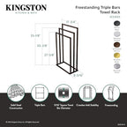 Kingston Brass Scc8337 Edenscape Freestanding 3-Tier Towel-Rack, Brushed Brass 17.75 X 8.31 X 33.13