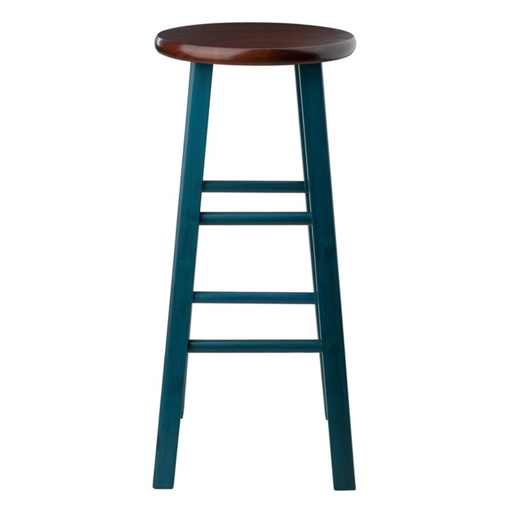 Winsome Wood Ivy Bar Stool, Rustic Teal And Walnut, 29&quot;