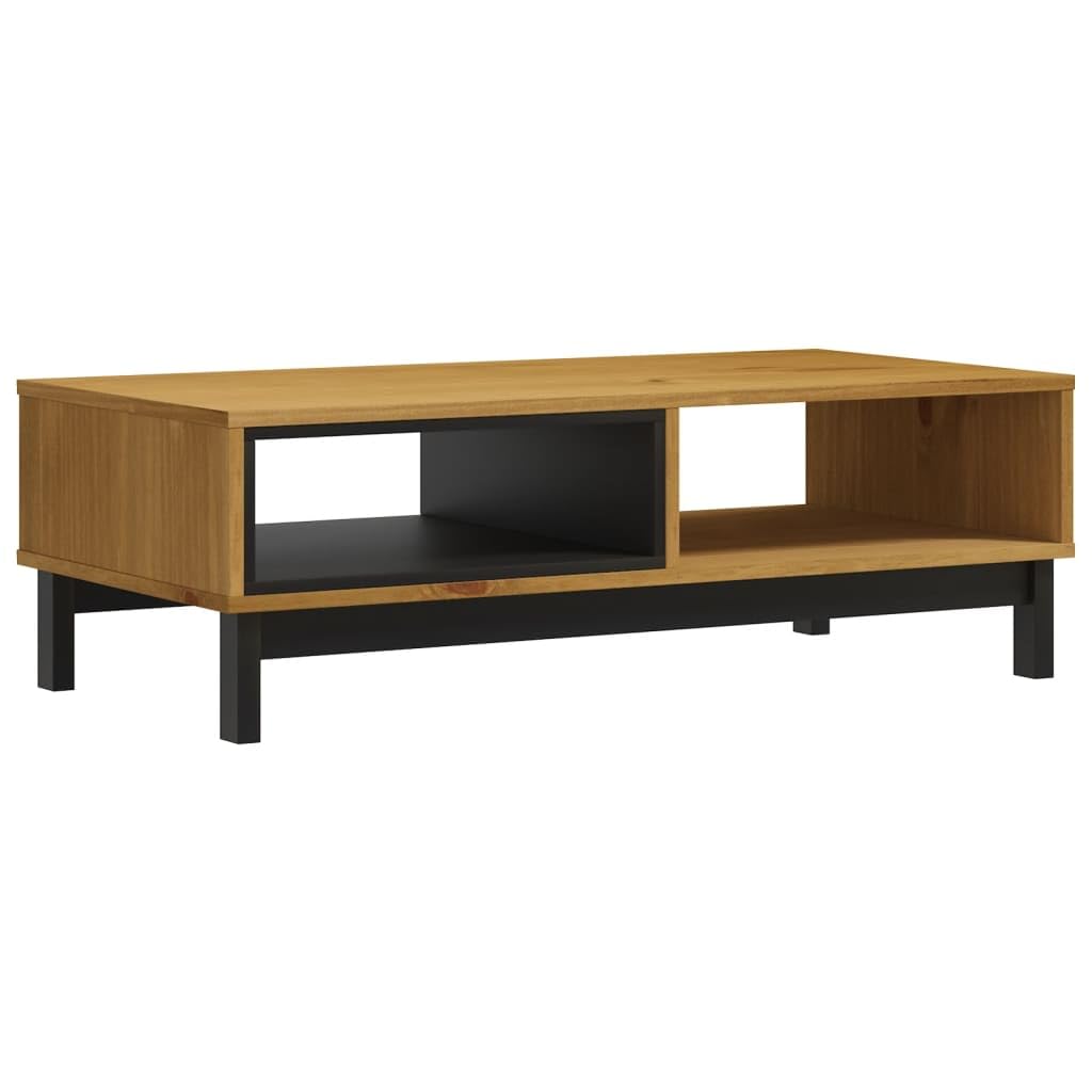 vidaXL Wooden Coffee Table FLAM | Solid Pine Wood | Oak Color Finish | Rectangular | Storage Space