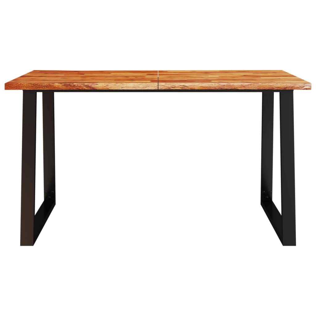 vidaXL Dining Table with Live Edge - Brown Acacia Wood with U-Shaped Steel Legs, Industrial Style, Ideal for Kitchen, Dining Room - 55.1x31.5x29.5
