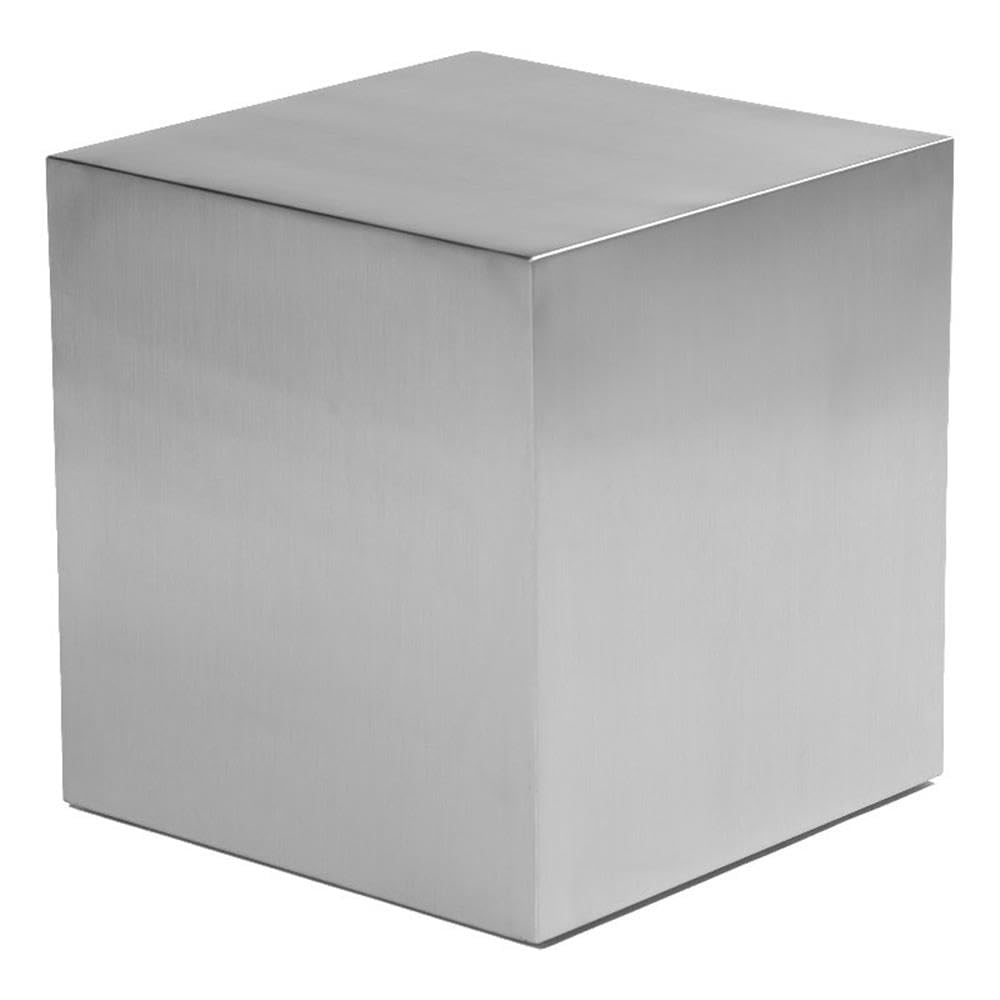 Pangea Home Spenser Brushed Metal Cubix Side Table In Silver