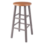 Winsome Huxton 2-Piece Counter Stools, 24 in, Teak Seat with Oyster Gray Base, Solid Wood