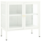 vidaXL Modern Sideboard in White - Powder-Coated Steel and Tempered Glass, Adjustable Shelf and Feet - 27.6"x13.8"x27.6" - Durable and Easy to Clean