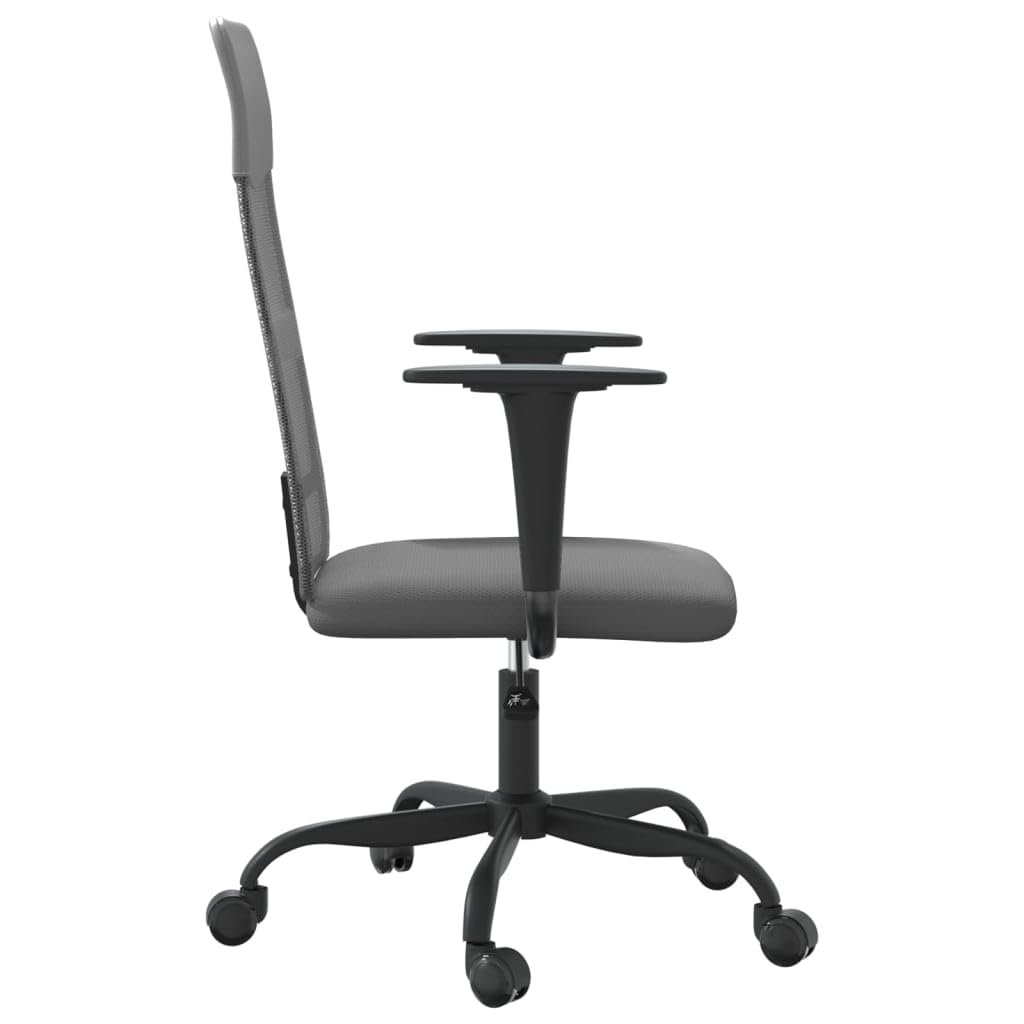 vidaXL Office Chair in Breathable Gray Mesh Fabric and Faux Leather - Adjustable and Swivel Design with Rolling Castors