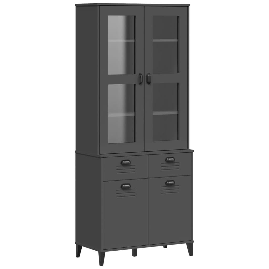 vidaXL Viken Highboard Anthracite 80 x 40 x 190 cm Solid Pine Wood