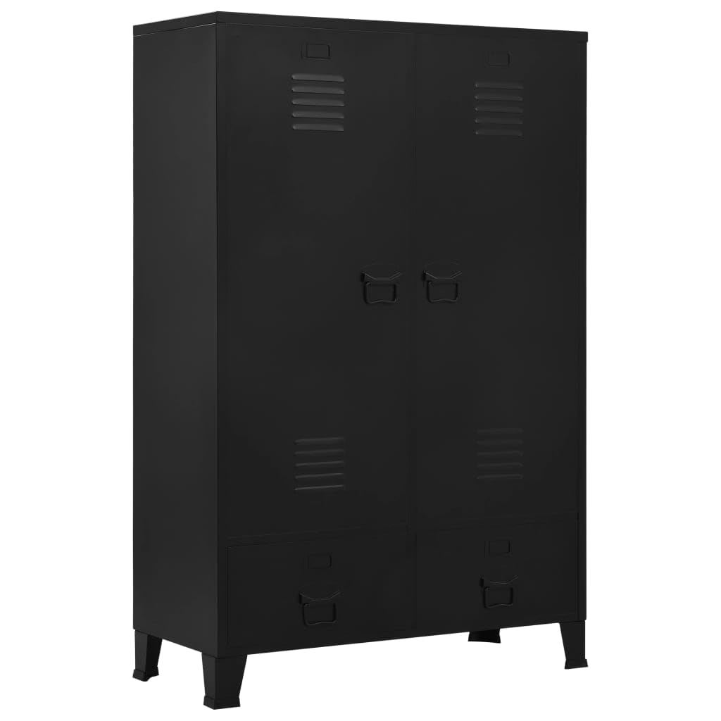 vidaXL Wardrobe Industrial Black 35.4&quot;x15.7&quot;x55.1&quot; Steel