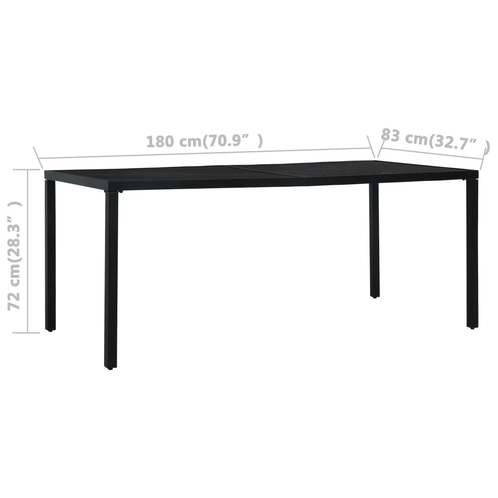 vidaXL Garden Table Industrial Home Dinner Room Outdoor Patio Balcony Dining Dinner Metal Table Furniture Black Powder-Coated Steel