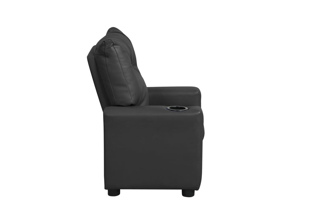 Lilola Home Perline 23" W Black PVC Fabric Kids Recliner Chair with Cupholder