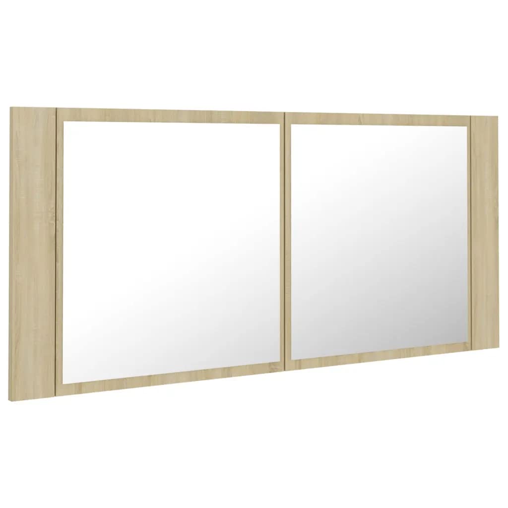 vidaXL LED Bathroom Mirror Cabinet Sonoma Oak 39.4&quot;x4.7&quot;x17.7&quot;