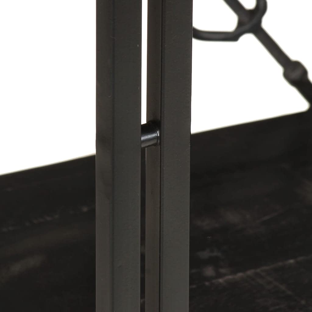 vidaXL 3-Tier Bookcase in Black - Durable Solid Mango Wood - Industrial Style - Sturdy Steel Frame - Home and Office Storage Solution